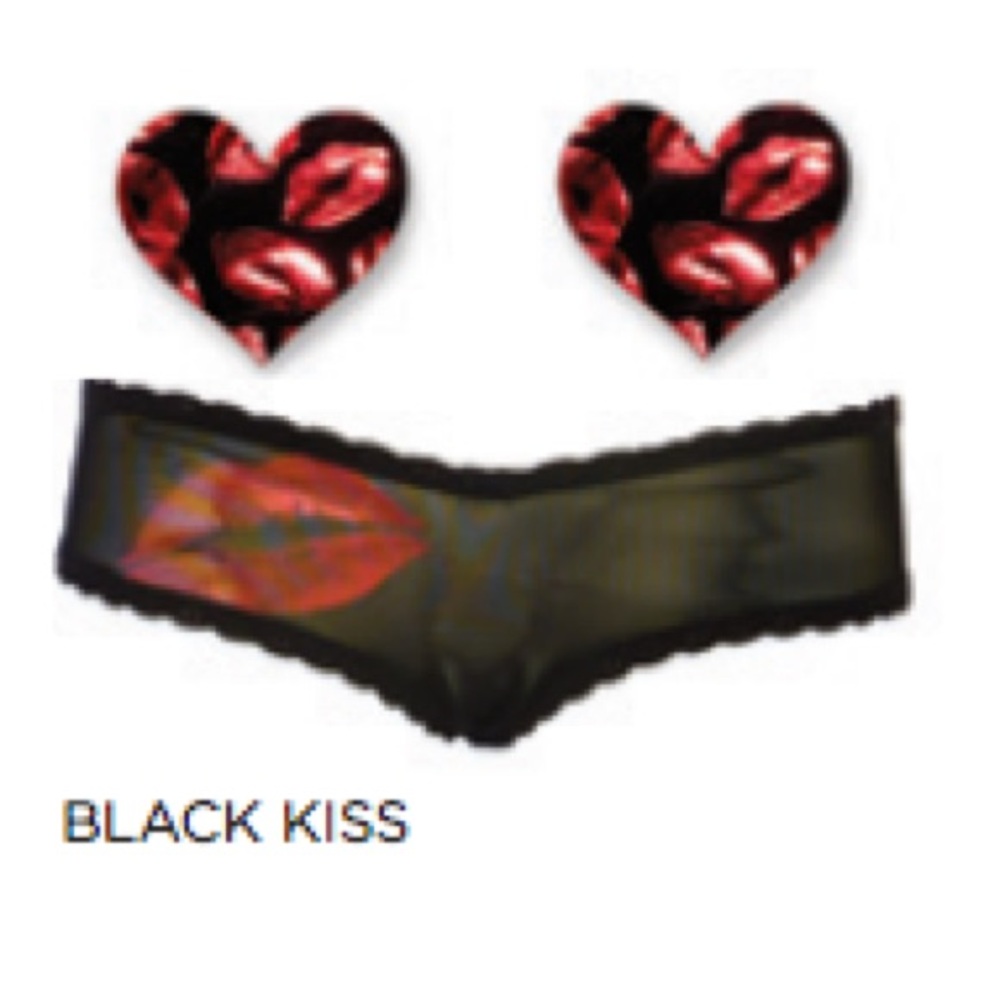 Bristols Six Nippies Black Kiss  Cheeky Panty Set Hot PinkRed